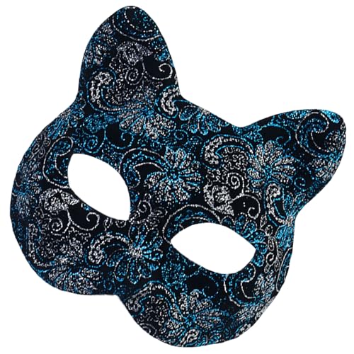 THINCAN Masquerade Maske Katzen Gesichtsmaske Halloween Animal Face Maske Halbgesichtsmaske Für Frauen Männer Halloween Masquerade Cosplay von THINCAN