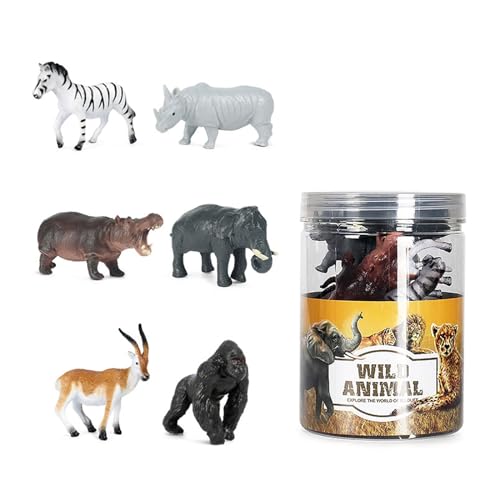 THINCAN Miniatur Wildlife Tiermodell Figur Wild Giraffe Panda Realistische Statue Büro Desktop Ausbildung Spielzeug 6pcs von THINCAN