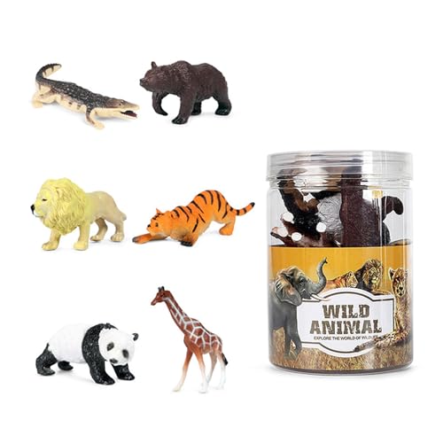 THINCAN Miniatur Wildlife Tiermodell Figur Wild Giraffe Panda Realistische Statue Büro Desktop Ausbildung Spielzeug 6pcs von THINCAN