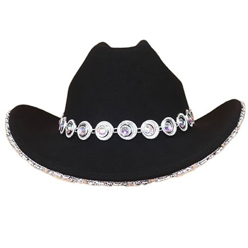 THINCAN Mit Diamanten Besetzter Cowboyhut Mit Disco Für Mädchen Jungen Cowgirl Für Karnivals Musikfestival von THINCAN