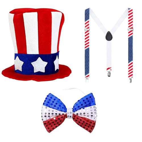 THINCAN Onkel Patriotischer Kostüm Mit Bowtie Men Hosentenders Onkel Patriotisches Kleid Outfit THINCAN Onkel Patriotischer Kostüm Mit Bowtie Men Hosentenders Onkel Patriotisches Kleid Outfit von THINCAN