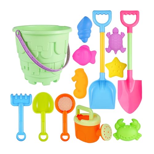 THINCAN Packung Von 13 Plastik Sandburken Mit Schaufeln Und Formen Für Kids Beach Sandspielaktivitäten Strand Sandburgen Gebäude von THINCAN
