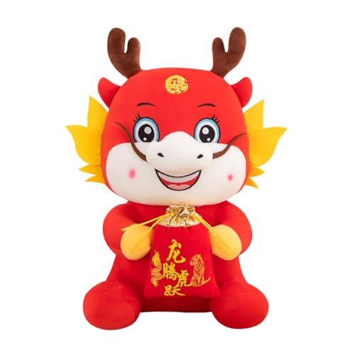 THINCAN Plüschspielzeug Sitzpositionen Drachen Maskottchen Schöne Drache Plüsch Auffällige Cartoon Schönes Büro Neujahr Ornament von THINCAN