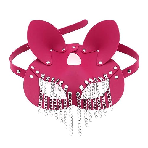 THINCAN Pu Leder Katzenmaske Mit Kettenquasten Für Frauen Männer Kostüm Cosplay Halloween Mysteriöses Halbe Gesicht Punk Maske THINCAN Pu Leder Katzenmaske Mit Kettenquasten Für Frauen Männer Kostüm Cosplay Halloween Mysteriöses Halbe Gesicht Punk Maske von THINCAN