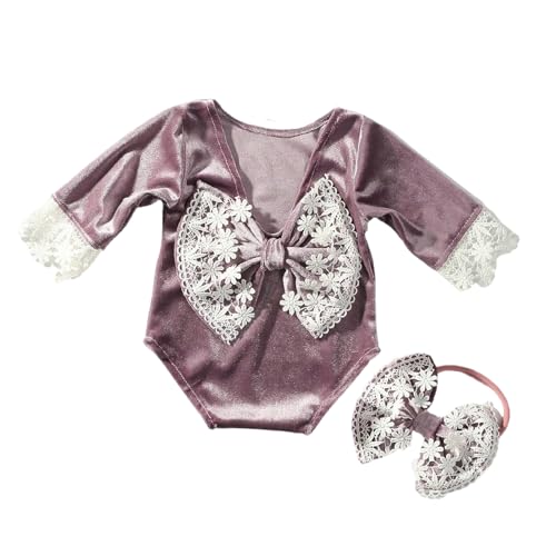 THINCAN Rückenfreier Bogenknoten Jumpsuit Und Kopfstücke Requisiten Für 0-1 Monate Baby Neugeborene Fotografie Kostüm Fotoshooting Accessoire 2pcs THINCAN Rückenfreier Bogenknoten Jumpsuit Und Kopfstücke Requisiten Für 0-1 Monate Baby Neugeborene Fotografie Kostüm Fotoshooting Accessoire 2pcs von THINCAN