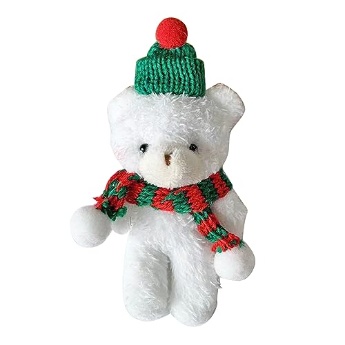THINCAN Schöner Plüschbär Mit Weihnachtshutschal Ausgestopft Weiche Plüschbär Beschäftigung Puppenspielzeug Für Kinder Mädchen Neujahr Geschenk von THINCAN