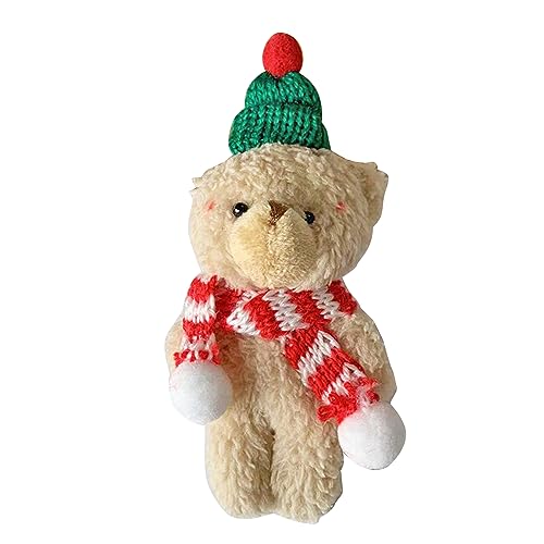 THINCAN Schöner Plüschbär Mit Weihnachtshutschal Ausgestopft Weiche Plüschbär Beschäftigung Puppenspielzeug Für Kinder Mädchen Neujahr Geschenk von THINCAN