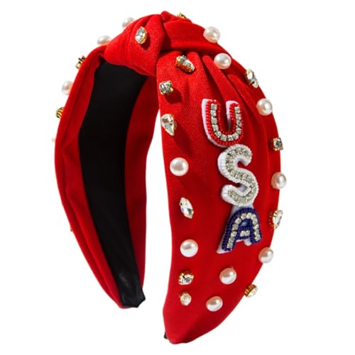 THINCAN Schriftzutretthaarbänder Mit Kristall Und Perlen Dekors Breites Haarhoop Für Parades School Event Und National Day Hairband von THINCAN