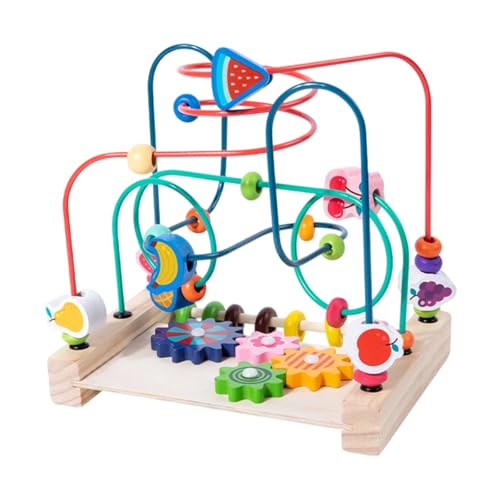 THINCAN Spielzeug Für Kleinkind Lernaktivitäten Mit Großen Perlen Für Farbidentifikation Und Hand Auge Koordinationstraining Holzfaden Perlen Spielzeug von THINCAN