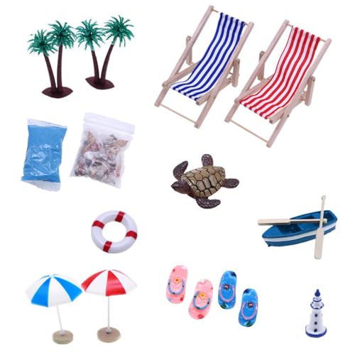 THINCAN Strandszenendekoration Set Mit Realistischen Muscheln Sandstuhl Parasol Für Kinder So Tun Spiele Game Szene Display Accessoire Realistic Doll House Beach Accessoires von THINCAN