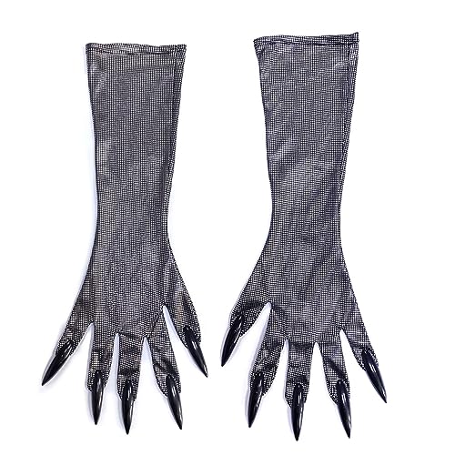 THINCAN Strasssteine ​​Katzenmaske Für Erwachsene Glitzer Gesichtsmaske Katze Girl Handschuhe Dress Up Kostüm Nacht Club Halloween Cosplay Outfit von THINCAN