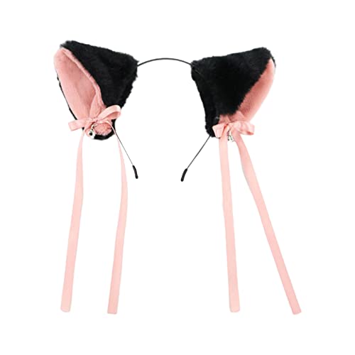 THINCAN Süß Für Katzenohr Ohr Plüsch Haar Hoop Mit Bowknot All Simulation Stirnband Cosplay Requisiten Kopfbedeckungen Für Geburtstag P Stirnband Hair Hoop Kopfschmuck Frauen Mädchen Mädchen von THINCAN