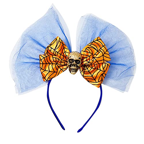 THINCAN Unique Skull Decors Stirnband Mit Bowknot Elegant Stirnband Make Up Live Broadcast Hairhoop Halloween Party Kopfstück von THINCAN