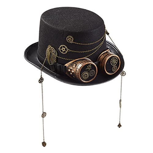 THINCAN Victorian Top Gear Kette Schutzbrille Hat Steampunk Hat Halloween Party Gothic Kostüm von THINCAN