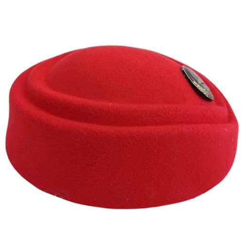 THINCAN Vielseitige Stewardess Hat Air Hostessen Halloween Kostüm Für Maskerades Party Rolle Spiel Maroon Dress Theme Party Party von THINCAN