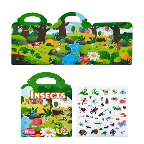 THINCAN Vorschule Wiederverwendbare Aufkleberbuch Sorte Set Mit Abnehmbaren Aufklebern Für Jungen Und Mädchen Cartoon Animal Dinosaur von THINCAN