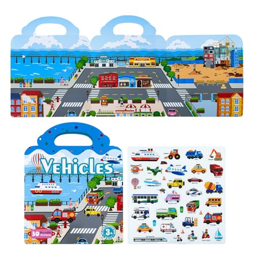 THINCAN Vorschule Wiederverwendbare Aufkleberbuch Sorte Set Mit Abnehmbaren Aufklebern Für Jungen Und Mädchen Cartoon Animal Dinosaur von THINCAN