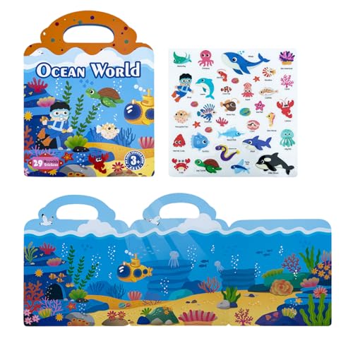 THINCAN Vorschule Wiederverwendbare Aufkleberbuch Sorte Set Mit Abnehmbaren Aufklebern Für Jungen Und Mädchen Cartoon Animal Dinosaur von THINCAN