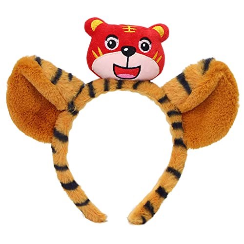 THINCAN Weiche Tigerohren Stirnbänder Plüsch Tierhaar Reifen Zum Waschen Von Gesicht Flauschiger Cartoon Kronen Kopfwege Themen Party Kostüm von THINCAN