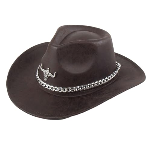 THINCAN Western Cowboyhut Für Weibliche Krempe Metal Chain Cowboy Mode Musik Festival Maskerade Bälle Kopfschmuck THINCAN Western Cowboyhut Für Weibliche Krempe Metal Chain Cowboy Mode Musik Festival Maskerade Bälle Kopfschmuck von THINCAN
