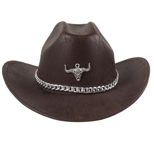 THINCAN Western Cowboyhut Für Weibliche Krempe Metal Chain Cowboy Mode Musik Festival Maskerade Bälle Kopfschmuck THINCAN Western Cowboyhut Für Weibliche Krempe Metal Chain Cowboy Mode Musik Festival Maskerade Bälle Kopfschmuck von THINCAN