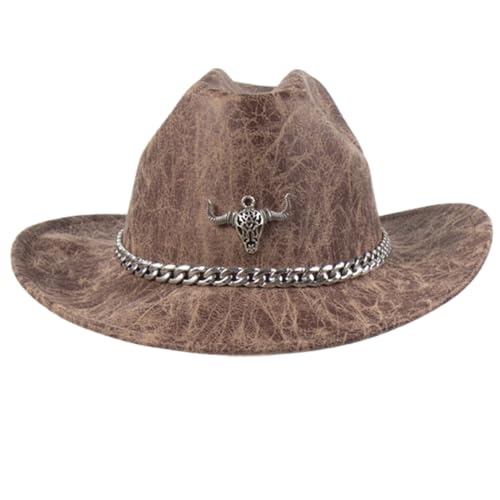THINCAN Western Cowboyhut Für Weibliche Krempe Metal Chain Cowboy Mode Musik Festival Maskerade Bälle Kopfschmuck THINCAN Western Cowboyhut Für Weibliche Krempe Metal Chain Cowboy Mode Musik Festival Maskerade Bälle Kopfschmuck von THINCAN