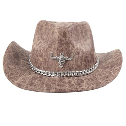 THINCAN Western Cowboyhut Für Weibliche Krempe Metal Chain Cowboy Mode Musik Festival Maskerade Bälle Kopfschmuck THINCAN Western Cowboyhut Für Weibliche Krempe Metal Chain Cowboy Mode Musik Festival Maskerade Bälle Kopfschmuck von THINCAN