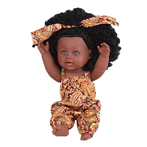 THINCAN Wiedergeborenes Schwarzes Baby Für 12in Afro Haar Ganzkörper Künstliche Handwerk Für W/Mode Kleid Kinder Popula von THINCAN