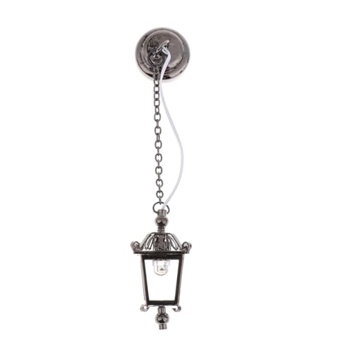 THINCAN Wohnzimmer Deckenlampe Figurenmodell Realistische Kronleuchter Vintage Life Szene Puppen Haus Tun Spieleinrichtung Black Dollhouses Beleuchtung von THINCAN
