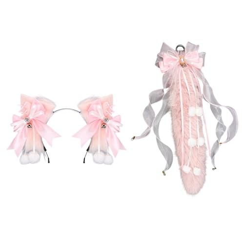 THINCAN Wolf Rollenspiel Outfit Accessoire Pelzige Schwanzplüschohrstirnband Mit Bowknot Decoraiton Frauen Halloween Tierkostüm THINCAN Wolf Rollenspiel Outfit Accessoire Pelzige Schwanzplüschohrstirnband Mit Bowknot Decoraiton Frauen Halloween Tierkostüm von THINCAN