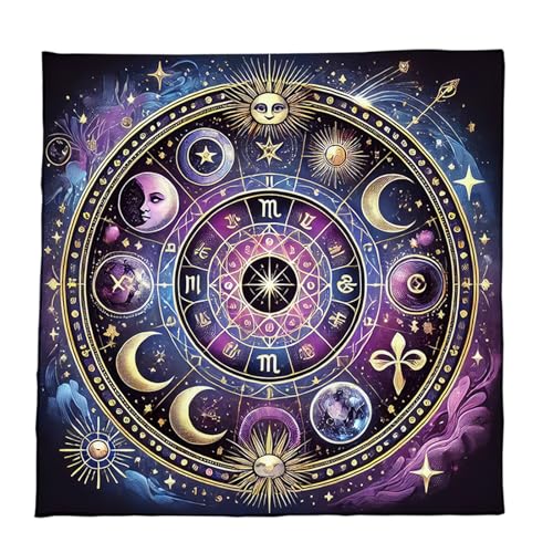 Tarots Tischdecke Altäre Stoff Sonne Mond Astrologie Gotteskarten Karten Wandteppich Wanddekoration Sonnenmond Tarots Karte Spiritueller Decktuch von THINCAN