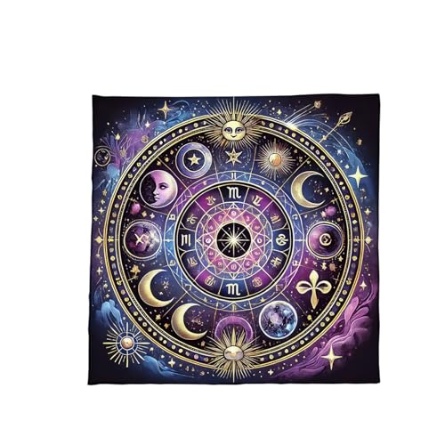 Tarots Tischdecke Altäre Stoff Sonne Mond Astrologie Gotteskarten Karten Wandteppich Wanddekoration Sonnenmond Tarots Karte Spiritueller Decktuch von THINCAN