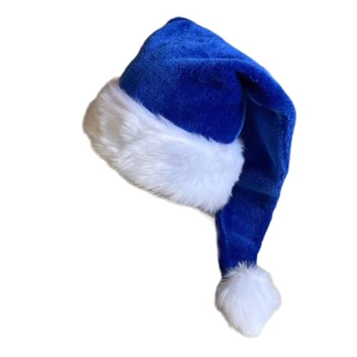 Weihnachtsmütze aus dickem Plüsch mit weißer, pelziger Krempe für Weihnachtsfeiern, Verkleidungen, Cosplay, mehrfarbig von THINCAN