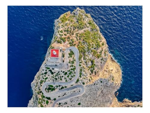 1000 Teile Erwachsenenpuzzle ab 14 Jahren-Luftaufnahme,Insel,Straße,Relief,Meer 70x50cm von THISIT