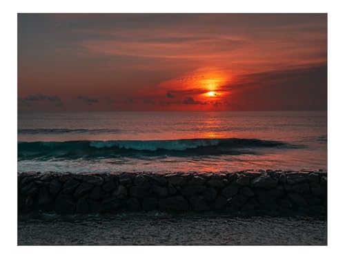 1000 Teile Erwachsenenpuzzle ab 14 Jahren-Sonnenuntergang,Sonne,Steine,Meer,Wellen 70x50cm von THISIT
