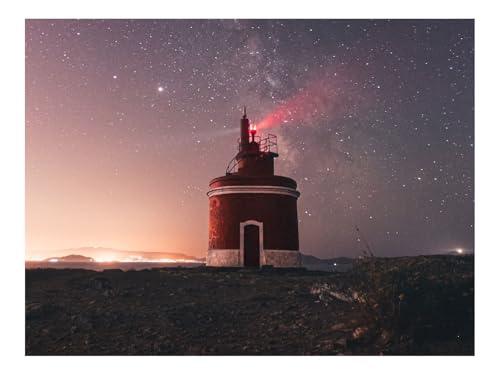 1000 Teile Puzzles – Herausforderung Spielzeug-Leuchtturm,Gebäude,Sternenhimmel,Sterne,Nacht 70x50cm von THISIT