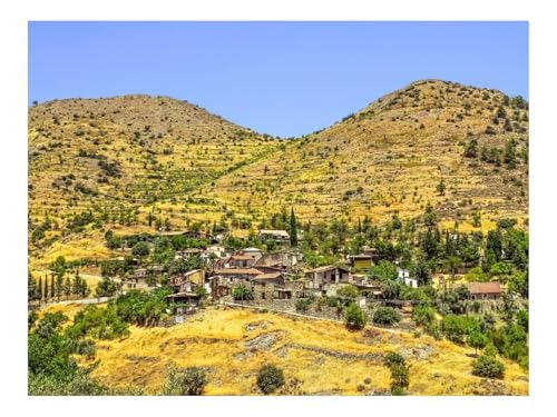 1500 Teile Puzzle Erwachsene-Zypern,Dorf,Berge 87x57cm von THISIT