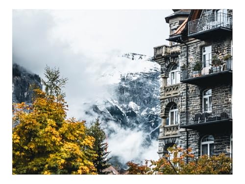 1500 Teile Puzzles für Erwachsene PäDagogisches Spiel-Gebäude,Berg,Tal 87x57cm von THISIT