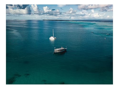 1500 Teile WunderschöNes Dekoration Puzzle Geschenke-Boote,Meer,Wasser,Wolken,Himmel,Luftaufnahme 87x57cm von THISIT