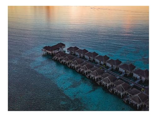 1500 Teilige Puzzles für Erwachsene Lernspiel-Häuser,Küste,Meer,Horizont,Sonnenuntergang,Luftaufnahme 87x57cm von THISIT