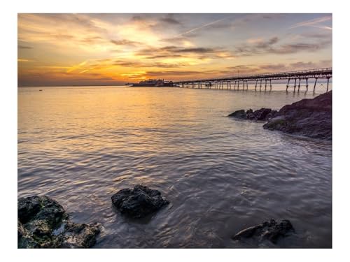 500 Teile Puzzles – Herausforderung Spielzeug-Pier,Steine,Meer,Sonnenuntergang,Horizont 52x38cm von THISIT