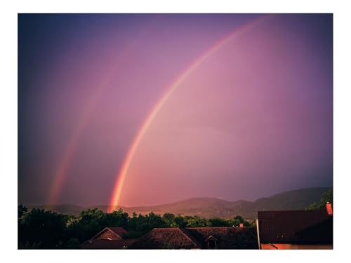 500 Teile Puzzles – Herausforderung Spielzeug-Regenbogen,Himmel,Gebäude,Abenddämmerung 52x38cm von THISIT