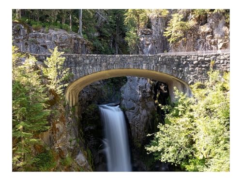 500 Teile Puzzles für Erwachsene Kinder-Wasserfall,Felsen,Brücke,Bäume 52x38cm von THISIT