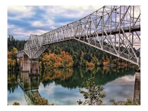 500 Teile Puzzles für Erwachsene PäDagogisches Spiel-Brücke,Fluss,Herbst 52x38cm von THISIT