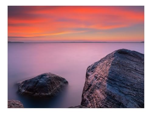 500 Teile Puzzles für Erwachsene PäDagogisches Spiel-Felsen,Meer,Sonnenuntergang,Himmel,Horizont,Abend 52x38cm von THISIT