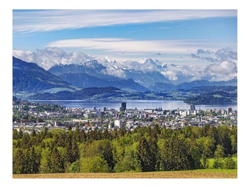 500 Teile Puzzles für Erwachsene PäDagogisches Spiel-Stadt,Bäume,Berge 52x38cm von THISIT