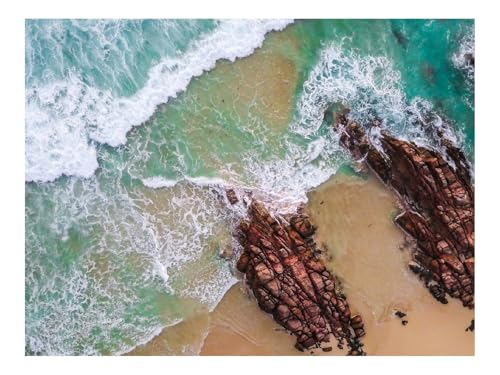Puzzle 1000 Teile,Klassisches Lernspiel-Felsen,Küste,Meer,Luftaufnahme 70x50cm von THISIT