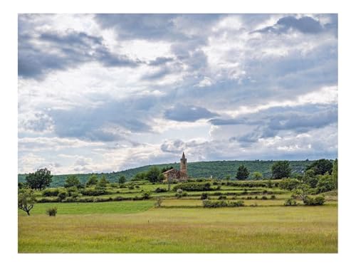 Puzzle 1500 Elemente - DIY-Spiel-Kirche,Feld,Bäume 87x57cm von THISIT