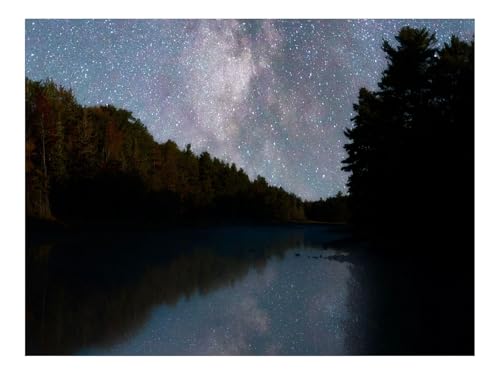 Puzzle 1500 Teile,Klassisches Lernspiel-Fluss,Bäume,Sternenhimmel,Nacht,Spiegelung 87x57cm von THISIT