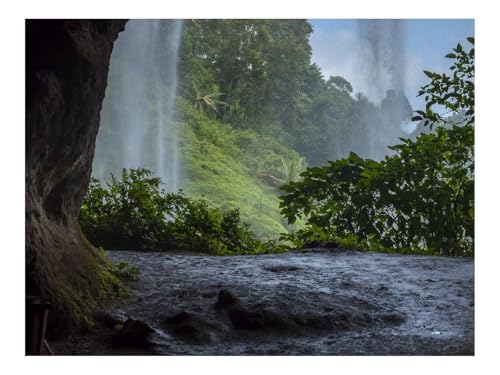 Puzzle 1500 Teile,Klassisches Lernspiel-Höhle,Wasserfall,Bäume 87x57cm von THISIT